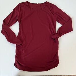 Ecavus Wine Red Long Sleeve Maternity Top Shirt Size XL Side Ruching